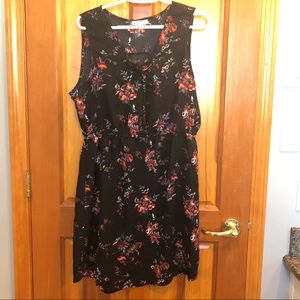 Sleeveless black floral dress